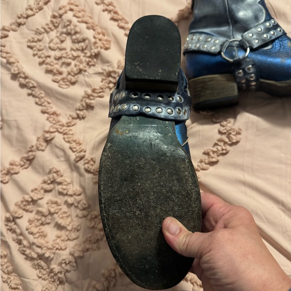 Freebird Ramone Blue Leather Studded Boots - Picture 7 of 14